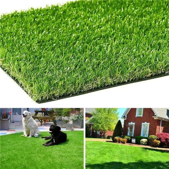 Artificial Turf 4 ft x 6 ft with Drainage, 1.38 Inch Realistic Fake Grass Rug - Picture 1 of 6
